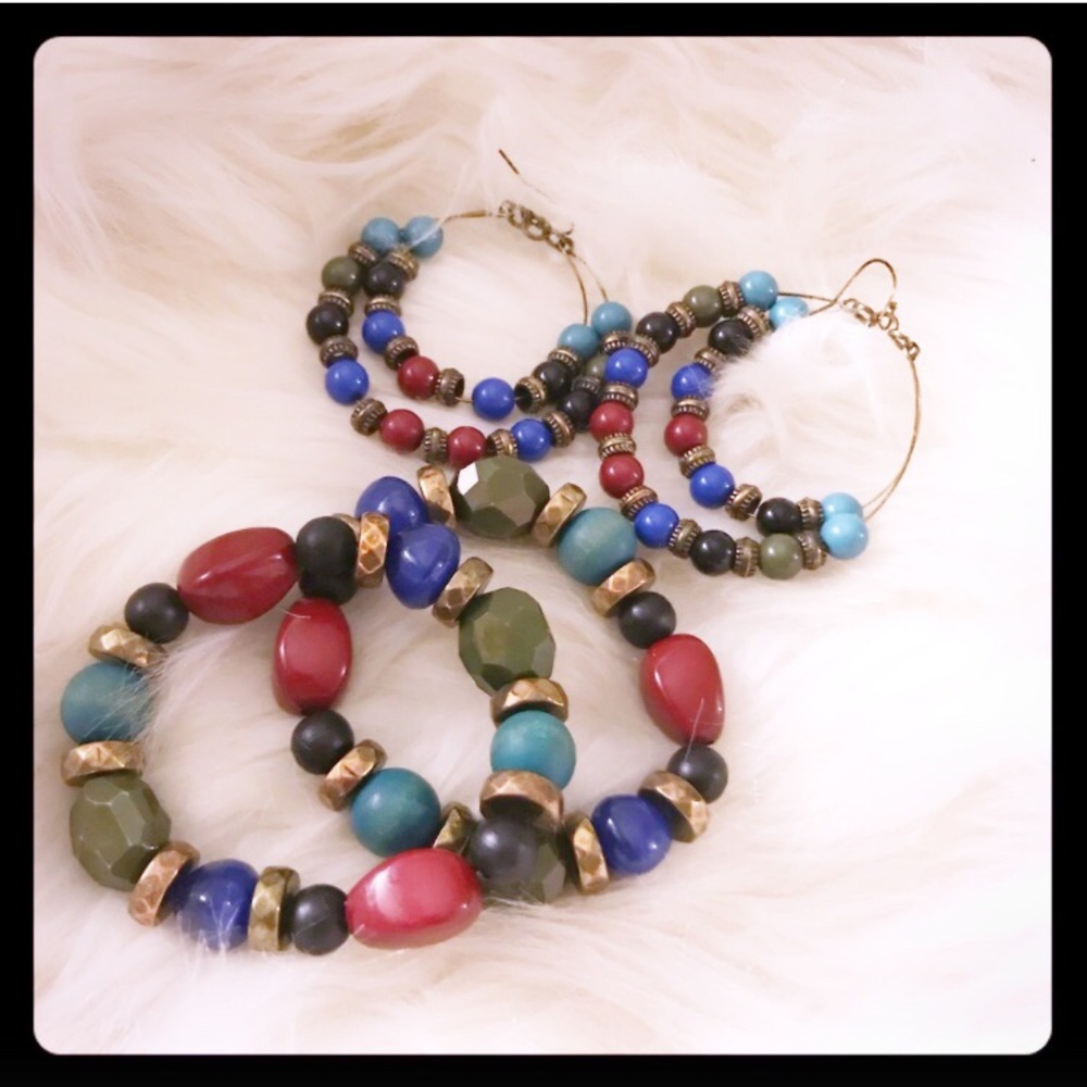 Beaded Bracelet and Earring Set